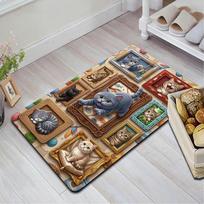 Cat Adventures Pattern Rug Floor Mat for Living Room or Bedroom Soft and Comfortable Carpet a Gift for Birthday and Holiday. 40x60cm( 15x23in ) įvairiaspalvis