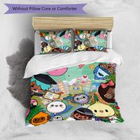 toca boca world cartoon Printed 3PCS Bedding Set Soft Breathable Duvet Cover Pillowcases Set Washable Bedroom Decor Home Gift 135cm*200cm