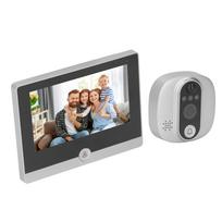 Door Peephole Camera for Tuya Digital WIFI Viewer 1080P 4.3in HD 2 Way Visual Intercom Doorbell PIR Motion Detection Color: Silver