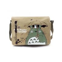 Totoro Canvas Shoulder Messenger Bag Anime Character Cosplay Gray 26x33x7cm less