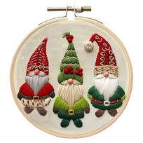 Cross Stitch Kits for Adults Gnomes Embroidery Kit with Pattern and Instruction Embroidery Hoop DIY Adult Cross Stitch Kits