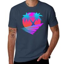 Retro 80s Sunset Palms Tshirt Casual Daily Outfit Tshirt S