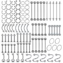 100Pcs Lot Surgical Steel Nose Ring Hoop Nostril Piercing Septum Ring Horseshoe Fake Nose Ring Set Body Jewelry 100Pcs Set