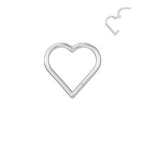 ASTM F136 Titanium 16G Heart Hoops Fashion Nose PIERC Sexy Ear Tragus Daith Cartilage Rings Clicked Body Jewelry for Women Gifts 1.2x8mm sidabras