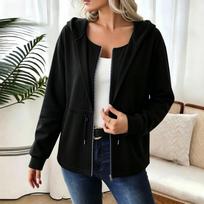Women's Casual Zip-Up Hoodie Sweatshirt with Pockets L juoda