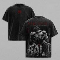 2026 Hot Sale Baki Hanma Anime T-shirt Manga Printed Vintage Washed T Shirt Summer Short Sleeve Loose Cotton Tees Clothes for Men's Clothing L