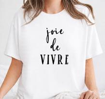 Joie De Vivre Shirt Paris France Tee French T Shirt Francophile Graphic Quote T-Shirt Graphic Tee Cute Tee Shirt Trendy S