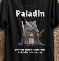Funny D&D Paladin Cat T-Shirt: Dungeons and Dragons RPG Tee L