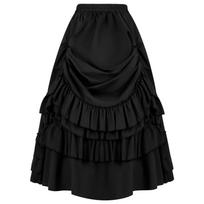 Brown Ruffled High Waisted Long Victorian Skirt Steampunk Skirts Womens Party Wear Gothic Vintage Clothes Medieval Costume Sexy S juoda