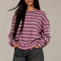 Women's Striped Top and Wide Leg Pants Two-Piece Set - Round Neck Short Sleeve M tamsiai mėlyna