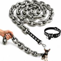 Lightweight Fake Chain Leash Faux Metal Link Pet Lead Novelty Dog Leash Prop  Pet Supplies Black-100cm