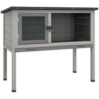 Wooden Guinea Pig Hutch, Small Animal Cage with Slide-out Tray, Openable Asphalt Roof, 84 x 43 x 70cm, Grey 84 x 43 x 70 cm