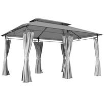 3 x 4m Metal Frame, Two-Tier Roof Gazebo - Dark Grey 397 x 297 x 273 cm tamsiai pilka spalva
