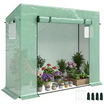 Small Walk-in Garden Greenhouse with Steel Frame, Large Roll-up Door and Windows, 200Lx76Wx168Hcm, Green 200 x 76 x 168 cm