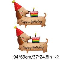 2/1pcs Birthday Cake Dachshund Balloon Cartoon Animal Themed Party Decoration Wall Decoration Festival Photography Props Gifts Other