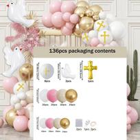 136pcs Communion Balloon Set Dove Balloon Set Crucifix Communion Balloon Set for Communion Party Birthday Party Other