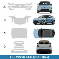 Dažų apsauginė plėvelė Volvo EX30 2023-2025 m. Skaidri TPU Atspari įbrėžimams Automobilio kėbulo apsauga ABCD raudona