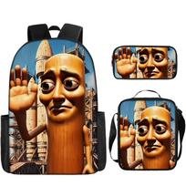 Shanhaijing Medinis Pagaliukas Žmogus Mokinys Mokyklinė Kuprinė Vaikų Kuprinė Portfelis Pieštukinė Dėžutė Trijų Dalių Rinkinys pencil case gray