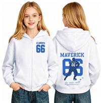 Girls Zip-Up Hoodie Long Sleeve - Casual Comfortable Hooded Jacket with Zipper for School, Play, Outdoor, and Everyday Wear 110 balta