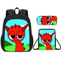 Rhythm Box Sprunki Elementary School Bag Double Layer Backpack 3D Cartoon Children'S Backpack School bag
