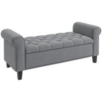 Bench Upholstered Bench Bed Bench, Button Tufted, Velvet Look, 126 cm x 48.5 cm x 57 cm, Gray 126 x 48.5 x 57 cm pilka