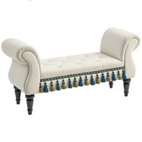 Upholstered Bench, Bench, Vintage Design, up to 150 kg, 117x40x58 cm, Beige 117 x 40 x 58 cm smėlis