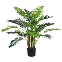 Artificial Palm Tree, 1 m, Realistic Branches, Decorative Plant, Plastic, with Pot, Brown+Green 16 x 16 x 100 cm žalia