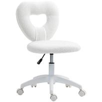 Desk Chair, Office Chair, Heart-Shaped Backrest, Padded, White 56 x 45 x 88 cm