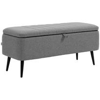 Storage Bench with Storage Space, Upholstered Bench with Linen Look, Storage Chest with Steel Legs 102 x 40 x 44 cm, Grey 102 x 40 x 44 cm pilka