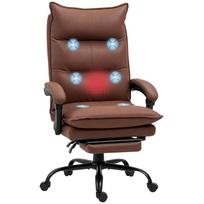 Office Chair with Massage and Heating Function, Footrest, Adjustable, up to 120 kg, Brown 66 x 74 x 121.5 cm ruda