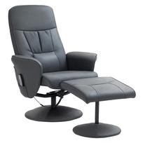 Massage Chair with Footstool, Ergonomic Chair with 10 Vibration Points, Faux Leather, 76 x 81 x 105 cm, Dark Grey 76 x 81 x 105 cm tamsiai pilka spalva