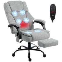 High-Back Massage Office Chair with Vibration, Heat Function, Adjustable Backrest, Footrest, Remote Control, Grey 77.5 x 69.5 x 126 cm