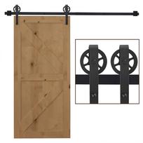 Sliding Door Rail Kit, Rustic Design, Carbon Steel, 200x4x0.6 cm, up to 90 kg, Black 200 x 4 x 0.6 cm juoda