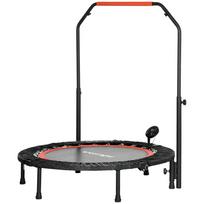Mini Trampoline, with Height-Adjustable Handle, LCD Monitor, Steel, Black+Red, Ø102 x 99-123cm 102 x 102 x 123 cm