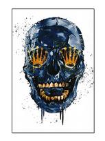 Abstract Graffiti Kaukolė Bitcoin meno drobė Paveikslas Skeletas Karūna Šiaurės šalių sienų meno paveikslėliai gyvenamojo kambario namų dekoravimui Cuadros 21x30cm No Frame