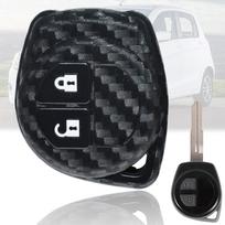 Silikono anglies pluošto stiliaus automobilio nuotolinio valdymo pulto rakto korpuso dėklo dangtelis, skirtas Suzuki Celerio Liana Swift Splash Alto SX4 Vitara 2 mygtukais gray