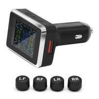 Belaidė automobilio TPMS žiebtuvėlio adapterio sistema Universalus padangų slėgio monitorius Jutikliai USB Skaitmeninė TPMS signalizacijos sistema su 4 išoriniais jutikliais The Cigarette Lighter Type