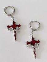 Gothic Punk Flame Cross Drop Earrings, Vintage Y2K Statement Jewelry