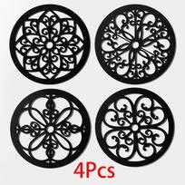 4Pcs Black Wooden Hollow Wall Decor Carve Designs Boho Home Decoration Hexagon Square Hanging Wall Decor Room Decors Aesthetict