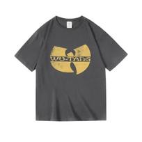 Wu-Tang Clan  Classic W Logo  Charcoal Vintage Washed Hip-Hop Oversized Short Sleeve T-Shirt 4XL