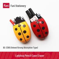 Magnetic Ladybug Pencil Case & Eraser: 2-in-1 Whiteboard Brush, Pen Holder, & Sticker Organizer for Kids Red Velvet (Erasable and Magnetic Whiteboard)