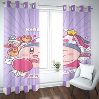 Kirby Cartoon Curtain Residence Cute Printing Light Filtering Window Drapes Living Room Children Bedchamber Style Decorationation Window Blackout 100x140