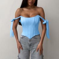 Women's Slim Fit Top With Irregular Herringbone Straps S brown