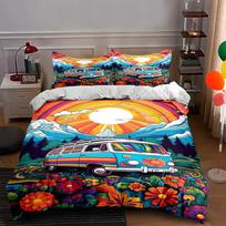 Vibrant, floral, retro Bedding Duvet cover sets Duvet covers Pillowcases gifts (1 * Duvet Cover 2 * Pillowcases, without duvet insert) 135x200cm