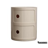 Šiaurietiško stiliaus apvalus baltas minimalistinis naktinis staliukas - Modernus mini plastikinis šoninis spintelė beige
