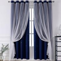 1 PCS Lace Double-layer Gauze Finished Blackout Curtain Princess Curtain in Pink Blackout Curtains for Girl Kid Nursery Bedroom Living Room W 100x H 130cm 1PCS