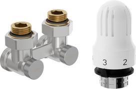 Mexen G04 dviejų vamzdžių DN50 termostatinių minčių rinkinys, kampinis 1/2"x3/4", nikelis - W911-012-948-01, G 1/2" x G 3/4"