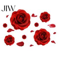 Wedding Party Backdrop Decor Romantic 3D Rose Flower Wall Stickers, Waterproof PVC Decal, Peel And Stick Bedroom Living Room Art Decor, A