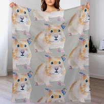 Colorful Hamster Watercolor Throw Blanket Stain Resistant Cozy Warm Blanket Size: 75*100cm, Weight: 230 GSM