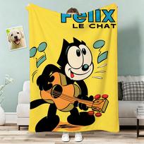 Felix the Cat Throw Lightweight 240g Flannel Blanket Soft Skin-friendly for Summer Cooling 80x120cm(31x47inch)